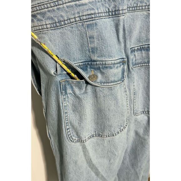 Madewell Light Wash Blue Stitched Strap Utility Pocket Denim Jumpsuit Size 14 - Picture 6 of 16